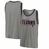 Houston Texans NFL Pro Line by Fanatics Branded Iconic Collection Onside Stripe Tri-Blend Tank Top - Heathered Gray
